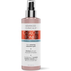 Advanced Clinicals Vitamin C Glow Facial Mist Toner for Face W/Rosewater, Ferulic Acid, & Peptides.