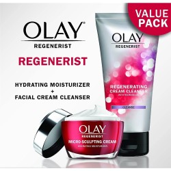 Olay Face Wash Regenerist Advanced Anti-Aging Pore Scrub Cleanser and Micro-Sculpting Face Moisturizer Cream