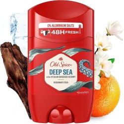 Old Spice Deep Sea Deodorant Stick For Men 50 ml, 48H Fresh, 0 Percent Aluminium Salts, Anti-White Marks and Yellow Stains