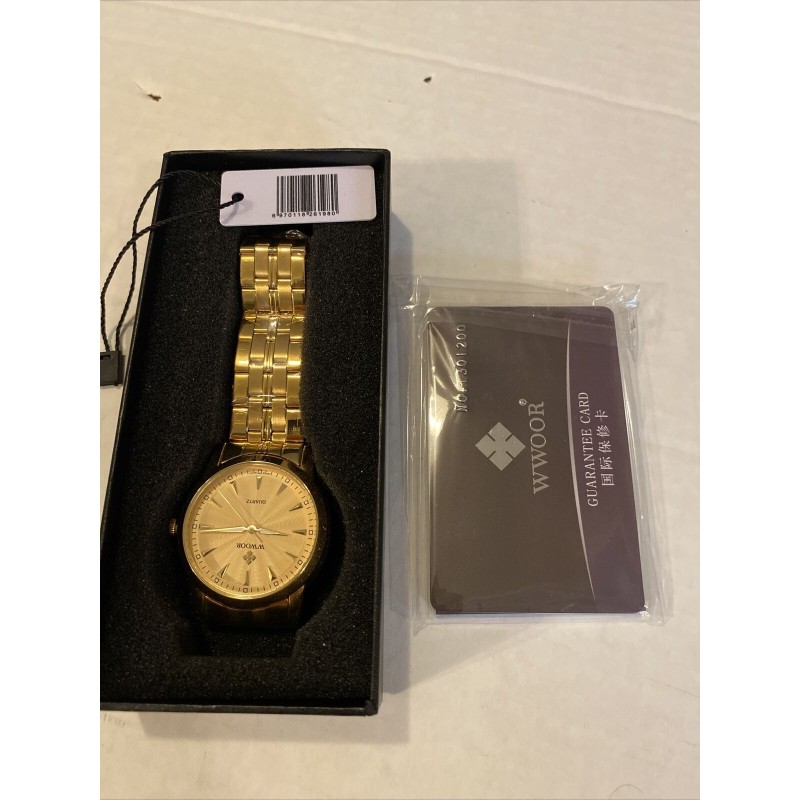 WOOR 8028 Men's Stainless Steel Band Analog Quartz Wrist Watch
